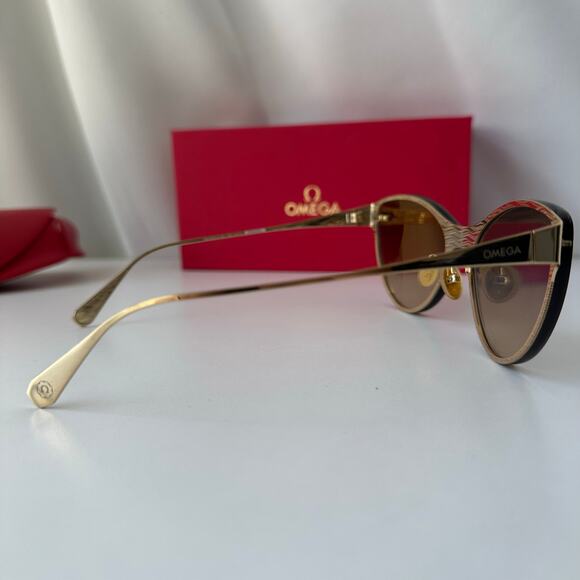 Omega Cat Eye Sunglasses - Gold/Black/Brown Gradient - Quiet Luxury, Designer main image 14